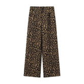 LIZAKOSHT - Fashion Leopard Print Women Pants Female High Waist Wide Leg Slacks Ladies Chic and Elegant Casual Trousers New In