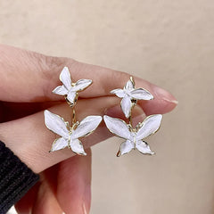 Lizakosht Front And Back Fashion White Flower Butterfly Earrings For Women Spring Summer New Jewelry Earings Wholesale
