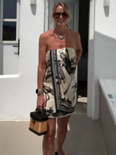 LIZAKOSHT - Detachable Halter Strapless Dress Drooping Floral Baggy Fashion Backless Vacation Beach Women's Suspender Print Short Dresses