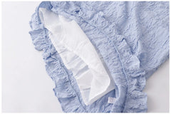 LIZAKOSHT - Sweet Girl Pure Lust Style Halter Neck Strapped Puff Short Sleeves Dresses Womne's Summer Solid Color Ruffled Edged Short Dress