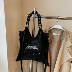 LIZAKOSHT - Y2k Aesthetic Punk Gothic Shoulder Underarm Bag Korean Women Fashion Trendy Handbags Streetwear Casual Luxury Design Tote Bags