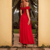 LIZAKOSHT - Elegant Party Dress in Spring and Summer One-neck Solid Color Women's Banquet Dress