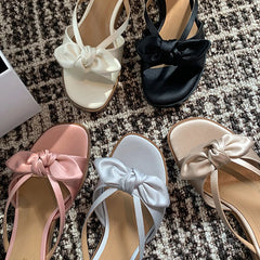 LIZAKOSHT - Luxury Silk Slippers Women Butterflyknot Slides Shoes Summer Ladies Low Heels Flat Sandals Femmes Evening Party Flip Flops