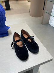 LIZAKOSHT  -  New Red Velvet Buckle Strap Mary Janes Shoes Women Elegant Spring Autumn Flannel Flats Shoes Black Casual Ladies Shoes