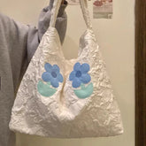 LIZAKOSHT - Designer Aesthetic Womens Shoulder Bag Literary Lightweight Korean Style Fashion Tote Bag Cute Sweet Flower Female Handbag