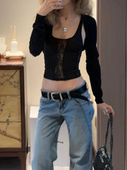 LIZAKOSHT  -  Blue Womens Jeans High Waist Vintage Straight Summer Plus Size Y2K Denim Pants Streetwear American Baggy Wide Leg Denim Trouser