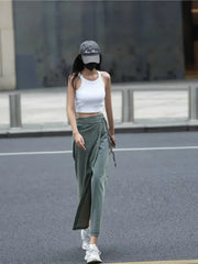 LIZAKOSHT - Women Long Denim Skirt Y2k Emo 2000s Clothes Skirt Harajuku Korean 90s Fashion Vintage Gradient A-line Jean Skirt Grunge Clothes