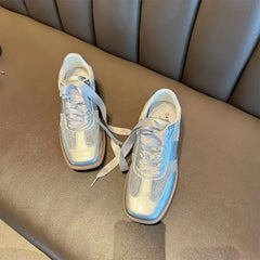 LIZAKOSHT - New Dexun Shoes Women's Retro Genuine Leather Lace Casual Flat Running Shoes Comfort Soft Sole Female Sports Shoes