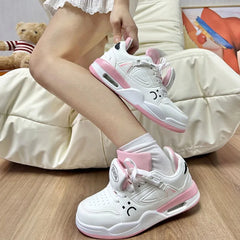 LIZAKOSHT - Sweet Cute Womens Sports Shoes Fashion Autumn Kawaii Korean Style Women Sneakers Collegiate Style White Sneakers