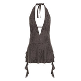 LIZAKOSHT  -  Fairycore Retro Mini Dresses Backless Halter Neck Party Outitfs Sexy Clubwear Harajuku Irregular Chic Clothings