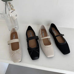 LIZAKOSHT - New Brand Women Flats Fashion Square Toe Shallow Mary Jane Shoes Soft Casual Ballet Shoes Slingback Shoes New Woman Shoes