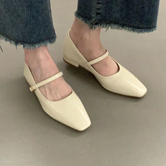 LIZAKOSHT - New Spring Flat Ballet Shoes Red Shallow Fashion Pointed Toe Ladies Mary Jane Shoes Women Casual Loafer Ballerinas Mujer