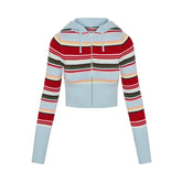 LIZAKOSHT - Street Knit Cardigan Pants Sets Women Slim Long Sleeves Zipper Drawstring Hoodie Low Waist Suits Female Chic Fashion Set