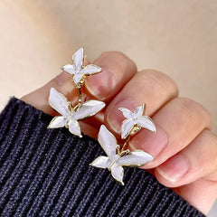 Lizakosht Front And Back Fashion White Flower Butterfly Earrings For Women Spring Summer New Jewelry Earings Wholesale