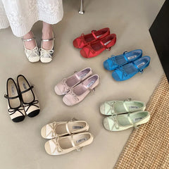 LIZAKOSHT  -  Women Flats Shoes Fashion Brand Shallow Ballet Wedge Heel Ladies Shoes Spring Mary Jane Bow Knot Shallow Ballerina Casual Mujer