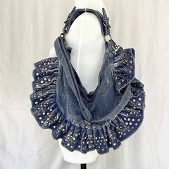 LIZAKOSHT - Korean Niche Design Autumn/winter Vintage Rivet Spicy Girl Style Single Shoulder Large Capacity Crossbody Bags