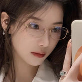 LIZAKOSHT - Y2k Small Square Frame Glasses Women Girls Harajuku Anti Blue Light Eyeglasses Retro Metal Alloy Reading Spectacle Eyewears