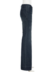 LIZAKOSHT - Vintage Low Rise Flare Jeans Streetwear Slim Skinny Blue Denim Pants Harajuku 2000s Casual Women's Trousers Y2k Clothes