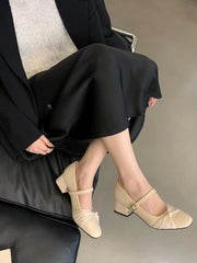 LIZAKOSHT - New Women's Shoes with Thick Heel, Square Toe, Shallow Mouth, High Heels, Mary Jane Single Shoes