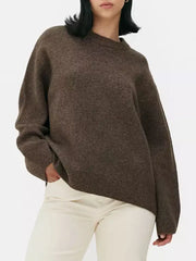 Lizakosht Loose Sweater For Women Elegant O Neck Long Sleeve Knitted Pullover Female Autumn Winter Casual Warm Thick Fashion Solid Jumpers