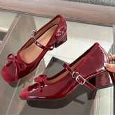 LIZAKOSHT  -  New Designer Mary Jane Shoes Women Sweet Bow Retro High Heels Dress Shoes Elegant Fashion Square Toe Ballet Shoes Pumps Female