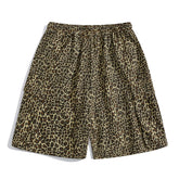 LIZAKOSHT - American Retro Leopard Printed Personalized Shorts Men's Handsome Causal Loose Straight Leg Five-quarter Pants Male Clothes