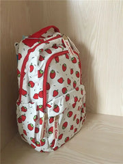 LIZAKOSHT - Casual Kawaii Strawberry Print Backpack Preppy Style Big Capacity Handbag Fashion School Travel Backpack