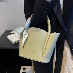 LIZAKOSHT - 2 Sets Handbags for Female New Popular Pure Color Shoulder Bucket Bags Pu Leather Designer Luxury Purse and Bags