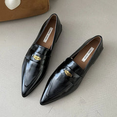 LIZAKOSHT - Autumn New Brand Women Flat Shoes Fashion Pointed Toe Slip On Ladies Casual Laofer Shoes Flat Heel Dress Flat Shoes New