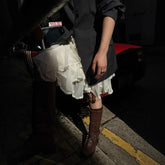 LIZAKOSHT - Ruffle Lace Splicing Half Skirt for Women Elegant and Sweet Cake Skirt High Waist Lace Chiffon Half Skirt