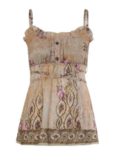 LIZAKOSHT - Vintage Print Ruffles Camisole y2k Aesthetic A Line Tie-up Tops for Women Summer Holiday Tank Top Cute Kawaii Clothes