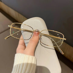 LIZAKOSHT - Y2k Small Square Frame Glasses Women Girls Harajuku Anti Blue Light Eyeglasses Retro Metal Alloy Reading Spectacle Eyewears