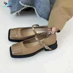LIZAKOSHT - Retro Women Pumps Fashion Square Toe Work Shoes High Quality Female Slip on Shallow High Heel Elegant Women's High Shoes