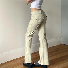 LIZAKOSHT - Hong Kong Style Girls Fashionable Solid Color Micro La Casual Pants, Spring and Summer New Millennium Leg Long Pants