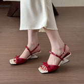 LIZAKOSHT - New Summer Butterfly-knot Women Open Toe Sandals Fashion Wedges High Heels Stripper Party Pumps Shoes