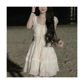 LIZAKOSHT - Original Fabric+Lining Zipper Retro Mini Dress High-End Feeling Small Butterfly Knot Small Flying Sleeve Women's Dress