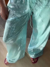 LIZAKOSHT  -  Chic Sequined Long Pants For Women High Waist  Lace Up Ankle-length Loose Trousers 2025 Spring Summer Fashion Female Y2k Pant