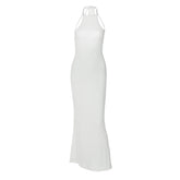 LIZAKOSHT - y2k Long Dress Women Summer Solid Color Spaghetti Strap Sleeveless Tie Up Backless Dress Sexy Club Party Dresses