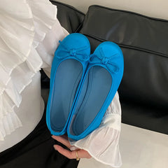 LIZAKOSHT - Brand New Women's Flats Ballet Shoes Sweet Round Toe Satin bow Soft Sole Daily Life Easy to Slip On Shoes for Office Lady