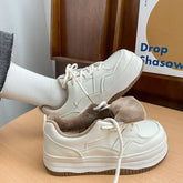 LIZAKOSHT New White Sneakers for Women Thick Bottom Platform Flats Sport Shoes Female Winter Keep Warm Shoes Casual White Vulcanized