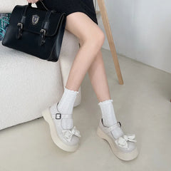 LIZAKOSHT Bow Tie Black Thick Sole Small Leather Shoes for Women New Summer French Retro Shallow Cut Single Shoes