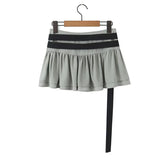 LIZAKOSHT - American Retro Side Zipper With Belt Mini Skirt Women Sexy Low Waist Summer Y2K Skirts With Shorts Underneath