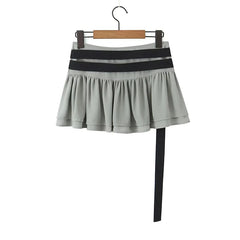 LIZAKOSHT - American Retro Side Zipper With Belt Mini Skirt Women Sexy Low Waist Summer Y2K Skirts With Shorts Underneath