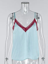 LIZAKOSHT - Fashion Casual Lace Patchwork Camisles Womens V-neck Backless Tank Top Office Lady Sleeveless T-shirt Streetwear Y2K