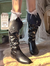 LIZAKOSHT - Original Dark Cross Pointed Spicy Girl Boots Lolita American Punk Style Thick Heel Retro Knight Boots