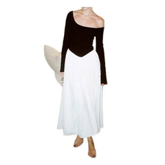 LIZAKOSHT - Fashion Autumn and Winter New Women's Fashion Contrast Sexy U-neck Long Sleeves Waist Big Swing Dress for Women
