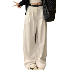 LIZAKOSHT - New Loose Look Thin High Waist Drop Down Straight Tube Floor Pants