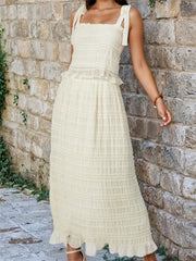 LIZAKOSHT - Women Skirts Sets Backless Bow Camisoles Tops and Long Maxi Skirts Pleated Summer Outfits for Cocktail Party Clubwear