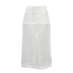 LIZAKOSHT - White Mesh Half Skirt Design Sense Small and Medium Length High Waist Straight Tube Skirt Women's Wear