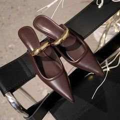 LIZAKOSHT - Summer New Exquisite High Heels Women's Sandals Ladies Elegant Pointed French Sexy High Heels Baotou Slippers Female